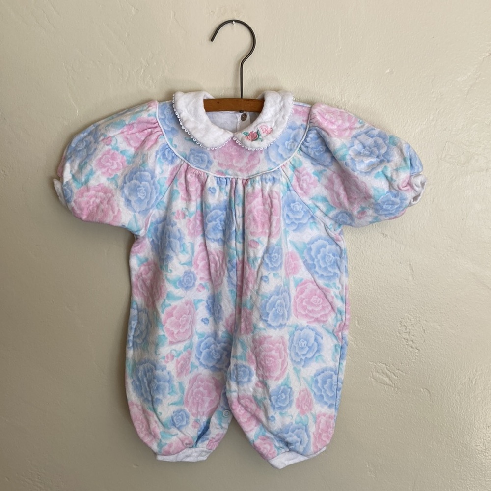 Vintage Baby Dior Floral Print Onesie 6 Month